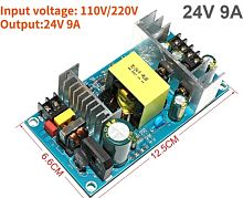 Блок питания, 24V, 9A, 216W, разъем под винт, плата без корпуса, 125x66x32мм, вх: AC 110-240V, вх. разъем: под винт, конвекционное охлаждение DC-24V-9