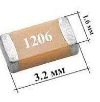 Конденсатор керамический   К 0.1mkF (1000пф) 50V ЧИП 1206 X7R 