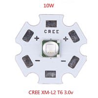 СВЕТОДИОД   10W   БЕЛЫЙ ( 6500K )  CREE XML-2 на площадке d=20мм,  1200Lm,  U=3,0-3,6Vv,  I=3A,  угол свеч=120°,