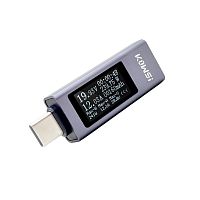 USB ТЕСТЕР напряжения и тока с портом TypeC; U=4 -30V; Ток=0-12A; Мощн: 0-360W; C=0-99999MAh; тестер напряжения; KOWSI (KWS-2301C) TYPE-C; Вес: 8гр 