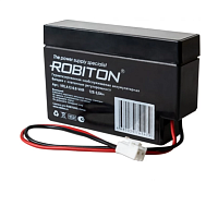АККУМУЛЯТОР 12V  0,8Ah  ( с проводом+разъём 2pin )  ROBITON VRLA12-0.8-VHR   ( габар: 96х25х62мм, вес=0,34кг )   12-0.8  Для работы в буферном режиме;