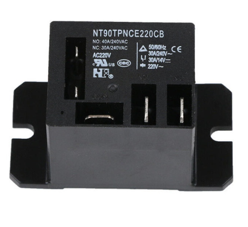 Реле э/м AC220V 40A 5pin, на корпус, Контакты: 1 перекл.группа (1С) () 50,2x32,5x27,5мм (NHG NT90TPNCE220CB/ NT90TP-N-C-E-AC220V-S-B ) Контакты под кл