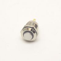Антивандальная кнопка круглая для домофона, 4pin, OFF-(ON) без фиксации, 12-24V 2.0A, под гайку М12, под пайку, подсв.:красный, d:12мм, нормально разо